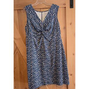 Eddie Bauer Outdoor Blue Patterned Twist Front Dress Women’s Size XL Knee Length